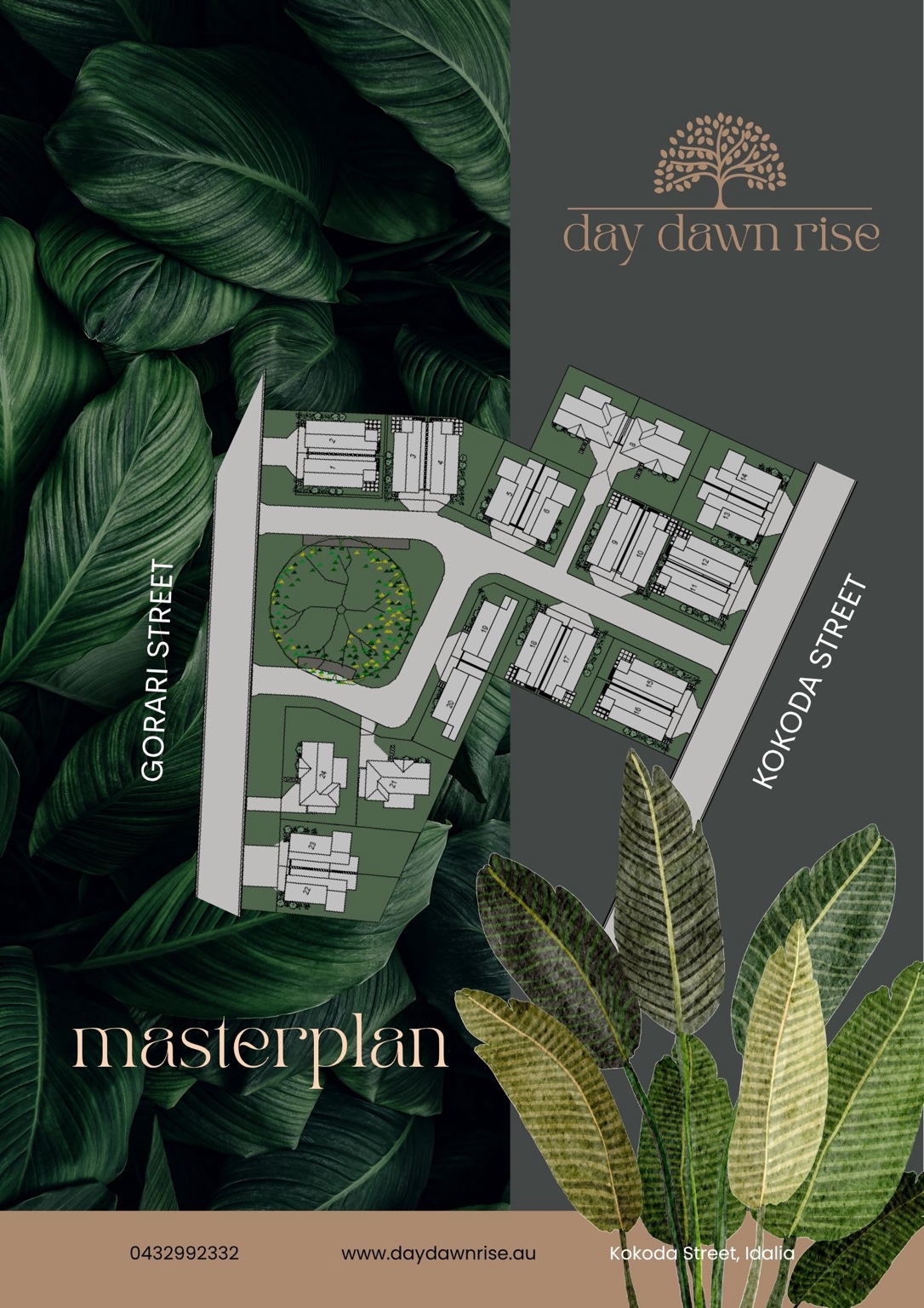Day Dawn Rise indicative masterplan showing 24 residences, internal access and the central residents’ garden